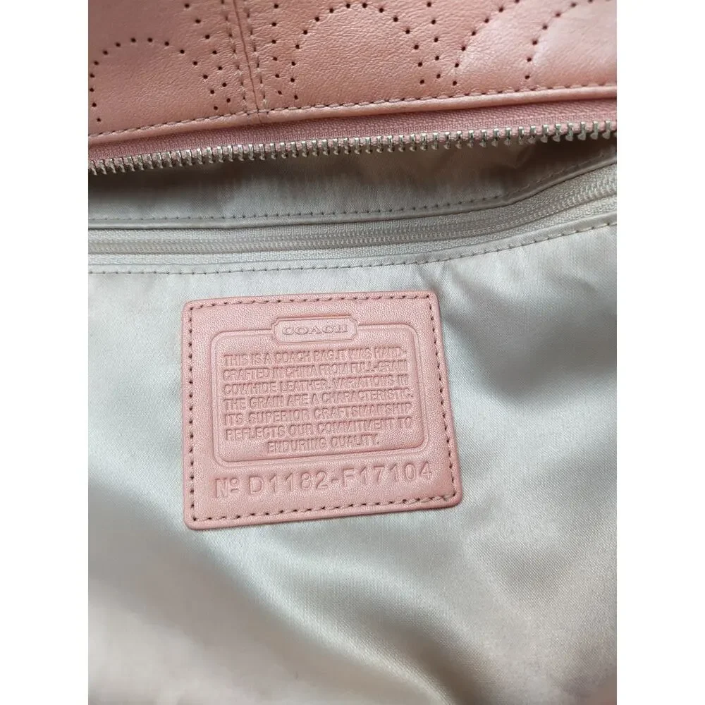 Coach Signature Petal Pink Leather Zipper Closure Crossbody Bag